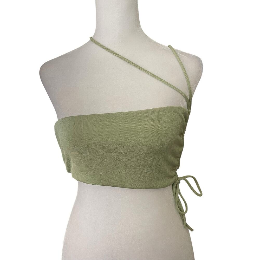 White Fox Womens Large The Palms Crop Top Spaghetti Strap Sage Green NWT Tank
